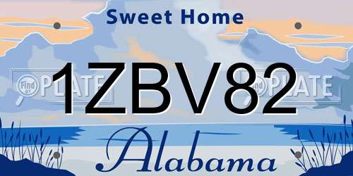 1ZBV82 Alabama License Plate