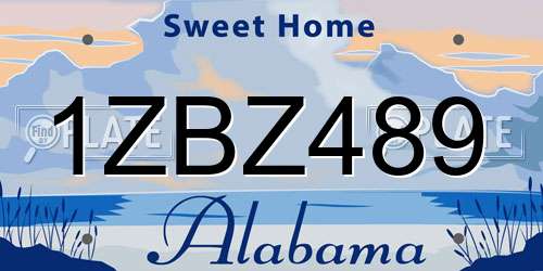 1ZBZ489 Alabama License Plate