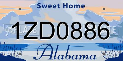 1ZD0886 Alabama License Plate