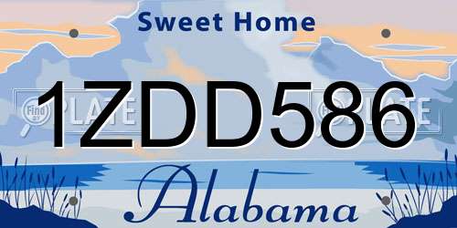 1ZDD586 Alabama License Plate