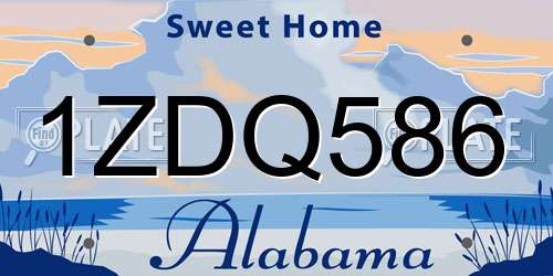 1ZDQ586 Alabama License Plate