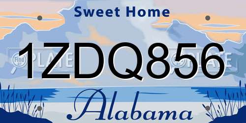 1ZDQ856 Alabama License Plate