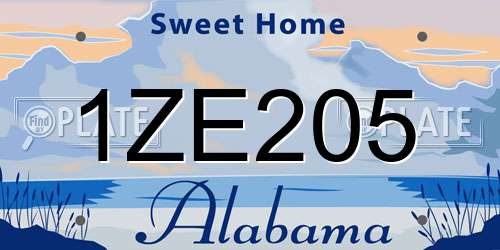 1ZE205 Alabama License Plate