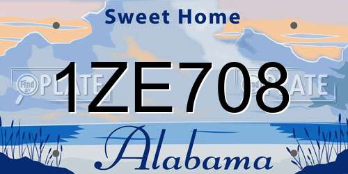 1ZE708 Alabama License Plate