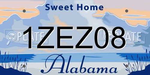 1ZEZ08 Alabama License Plate