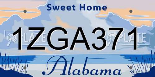 1ZGA371 Alabama License Plate