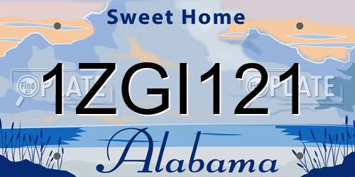 1ZGI121 Alabama License Plate