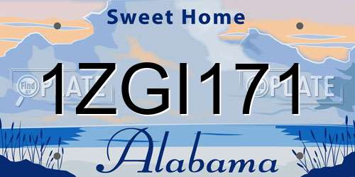 1ZGI171 Alabama License Plate