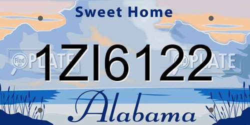 1ZI6122 Alabama License Plate
