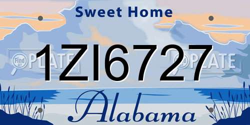 1ZI6727 Alabama License Plate