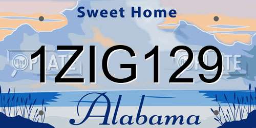 1ZIG129 Alabama License Plate