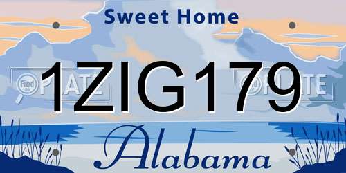 1ZIG179 Alabama License Plate