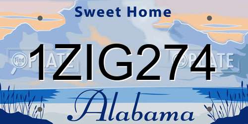 1ZIG274 Alabama License Plate