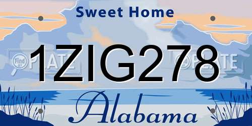 1ZIG278 Alabama License Plate