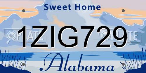 1ZIG729 Alabama License Plate