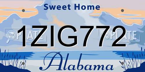1ZIG772 Alabama License Plate