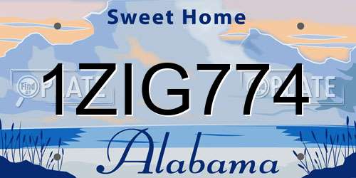 1ZIG774 Alabama License Plate