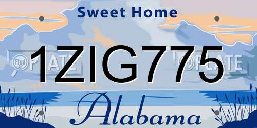 1ZIG775 Alabama License Plate