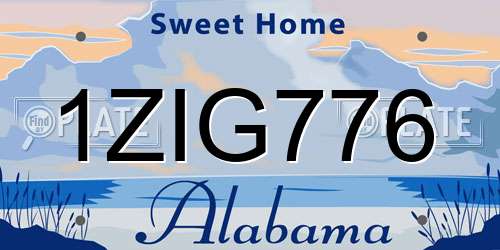 1ZIG776 Alabama License Plate