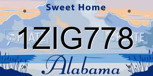 1ZIG778 Alabama License Plate