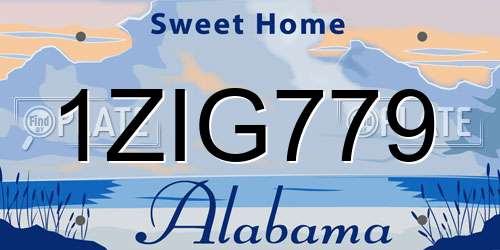 1ZIG779 Alabama License Plate