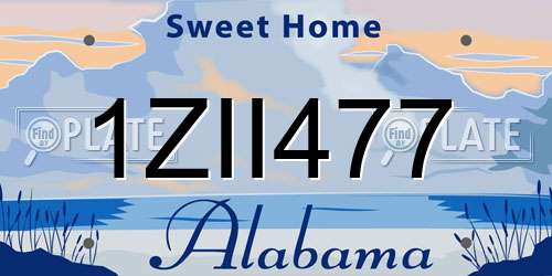 1ZII477 Alabama License Plate