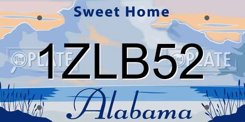 1ZLB52 Alabama License Plate