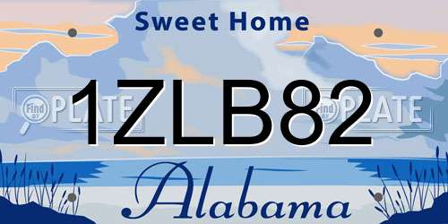 1ZLB82 Alabama License Plate