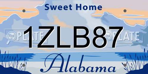 1ZLB87 Alabama License Plate