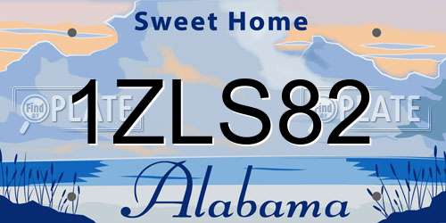 1ZLS82 Alabama License Plate