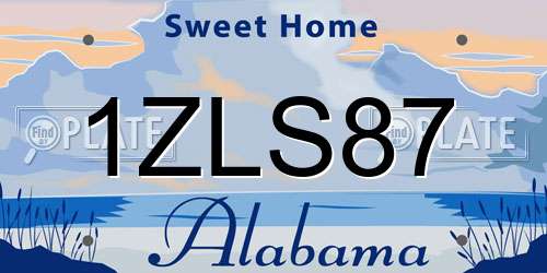 1ZLS87 Alabama License Plate