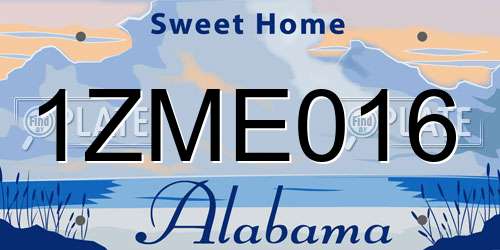 1ZME016 Alabama License Plate