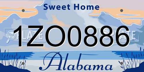 1ZO0886 Alabama License Plate