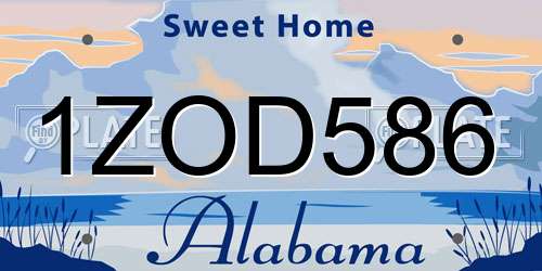 1ZOD586 Alabama License Plate