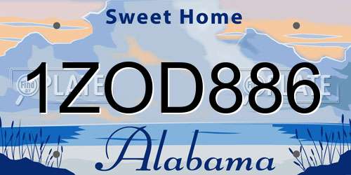 1ZOD886 Alabama License Plate