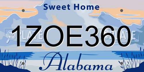 1ZOE360 Alabama License Plate