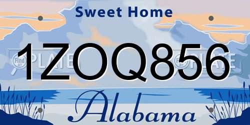 1ZOQ856 Alabama License Plate