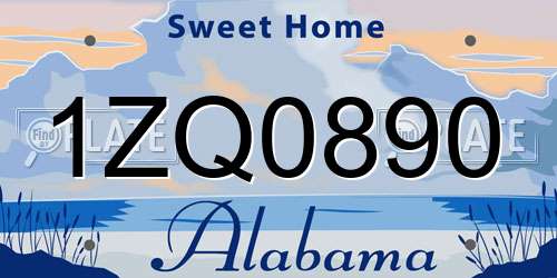 1ZQ0890 Alabama License Plate