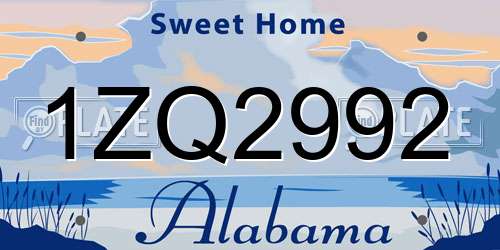 1ZQ2992 Alabama License Plate