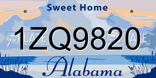1ZQ9820 Alabama License Plate
