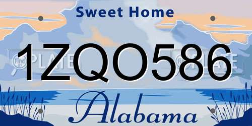 1ZQO586 Alabama License Plate