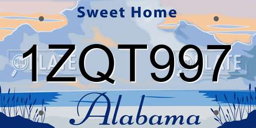 1ZQT997 Alabama License Plate