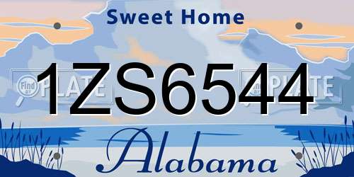 1ZS6544 Alabama License Plate