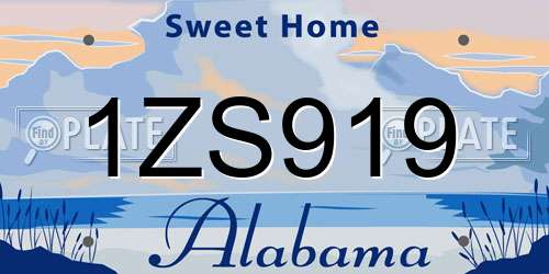1ZS919 Alabama License Plate