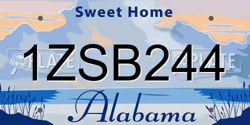 1ZSB244 Alabama License Plate
