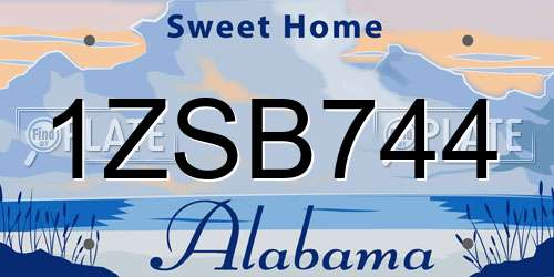 1ZSB744 Alabama License Plate