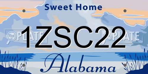 1ZSC22 Alabama License Plate