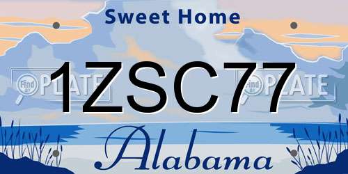1ZSC77 Alabama License Plate