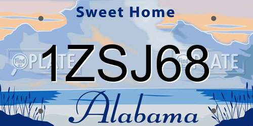 1ZSJ68 Alabama License Plate