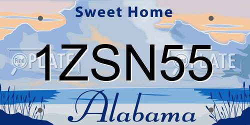 1ZSN55 Alabama License Plate